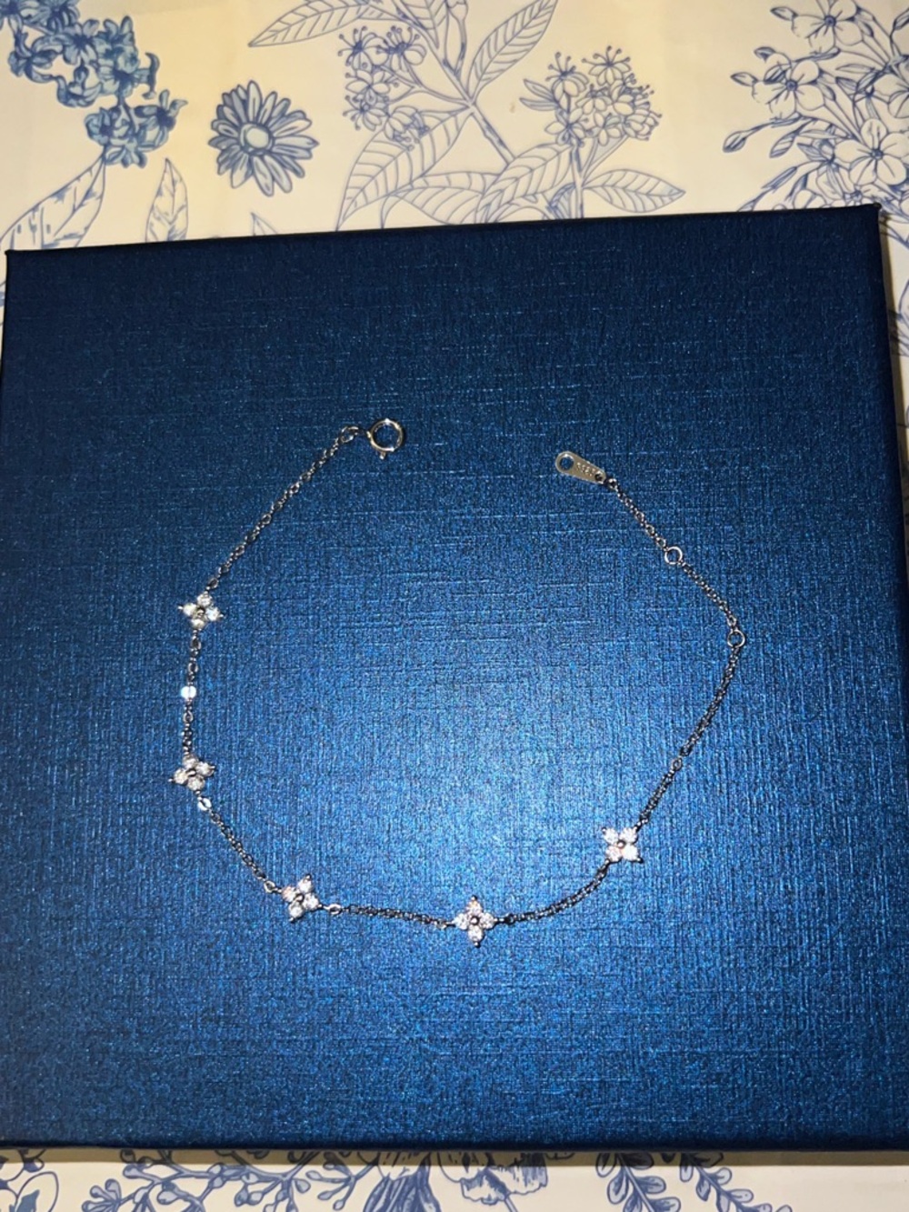Delicate Silver Flower Chain Bracelet - Sterling Silver 7”
